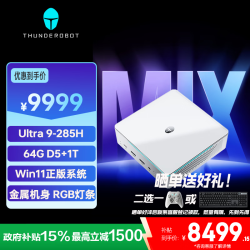 雷神 高性能迷你桌面电脑商用商务办公家用桌面小体积电脑台式机小体积电脑主机 Ultra9-285H/64G/1T
