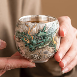 茉舟 鎏银青龙禅定主人杯 100ml 茶杯