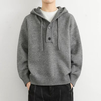 月伊纺 连帽毛衣男女秋冬新款美式复古休闲服青年宽松加厚保暖针织衫开衫