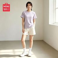 名创优品 速干运动短袖夏圆领高弹瑜伽服吸湿跑步训练健身T恤 昌荣紫 XL