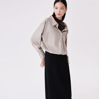 VERO MODA 拼接针织假两件七分袖衬衫