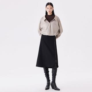 VERO MODA 拼接针织假两件七分袖衬衫
