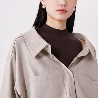 VERO MODA 拼接针织假两件七分袖衬衫
