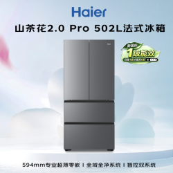 海尔 山茶花2.0小机皇 BCD-502WGHFDC4FBU 法式冰箱 502L(灰)（需付定金20元）
