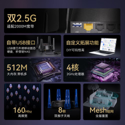 磊科 N60 PRO 6000M速率 无线路由器 双2.5G 512M内存