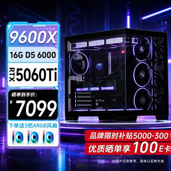 七彩虹 电竞游戏设计渲染 台式组装电脑主机  R5-9600X RTX 5060