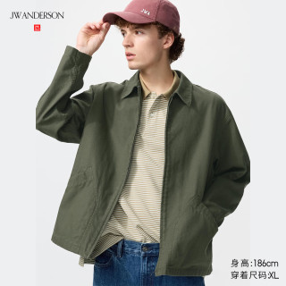 优衣库 合作款/男装女装休闲拉链茄克/外套夹克484249 57 深橄榄色 4XL