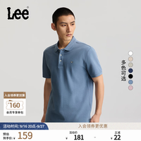 Lee 翻领小Logo徽标 男士短袖polo衫 蓝灰色