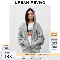 UR URUR2026秋季新款女装刺绣卫衣外套UYV160031 花灰 L