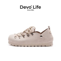 Devo Life DevoLife软木鞋休闲时尚平底系带防滑单鞋复古新款春夏女鞋23027