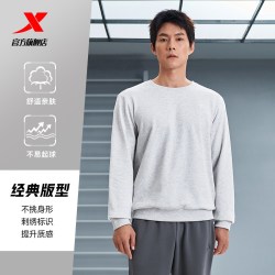 特步 0102 宽松圆领针织卫衣 正黑色-常规款 M