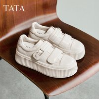 88VIP：他她 2026秋小个子厚底魔术贴休闲板小白鞋女