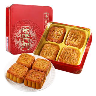 杏花楼 广式月饼 豆沙五仁 600g 4饼4味 金牌铁盒