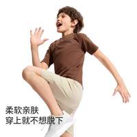 moodytiger 男童短袖T恤 吸汗速干 棕褐色 130