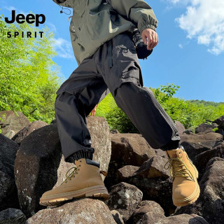JEEP SPIRIT 吉普 冲锋裤男山系户外登山徒步防风防水耐磨舒适直筒长裤 曜石黑 L