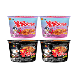 三养 韩国进口火鸡面新品焦糖甜辣味经典原味奶油味碗面组合-zb