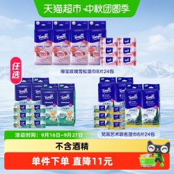 得宝 无酒精温和消毒 卫生湿巾 黄油小熊IP款 8片 24包
