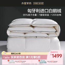 水星家纺 羽绒被95%白鹅绒被子冬季加厚暖气被芯双人羽绒被200×230cm-420g
