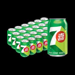 七喜 百事可乐七喜7UP 柠檬味 碳酸饮料汽水 330ml*24听胖罐 整箱装