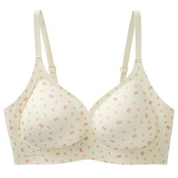 茵可可 果冻胶内衣女无痕聚拢透气固定杯薄款无钢圈收副乳碎花文胸
