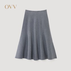 OVV 秋冬热卖女装优雅时髦针织美丽诺羊毛鱼尾半身裙