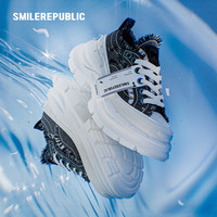 SMILEREPUBLIC 经典黑白撞色/黑色开口笑2.0厚底增高拼色老爹鞋 1 黑白撞色