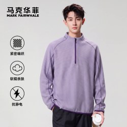 马克华菲 半拉链卫衣男2026秋季新款宽松运动舒适休闲立领针织上衣