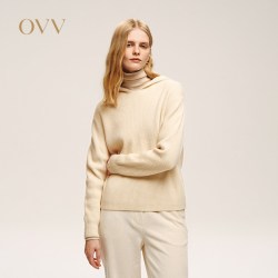 OVV 秋冬热卖女装简约休闲舒适羊毛连帽套头长袖针织衫