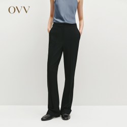 OVV 秋冬热卖女装简约利落舒适保暖羊毛微喇休闲通勤西裤