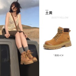 骆驼 马丁靴女2026秋季新款大黄靴短靴高帮工装靴子户外徒步登山鞋