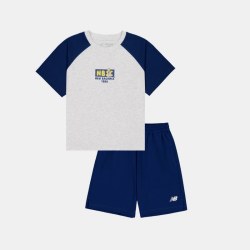 new balance Newbalance nb官方童装 4-14岁男女童夏季活力印花插肩袖短袖套装