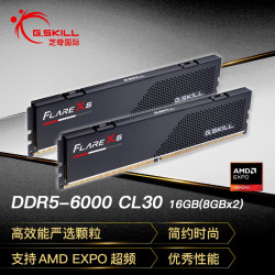 G.SKILL 16GB(8Gx2) DDR5 6000 台式机内存-烈焰枪 黑色/AMD EXPO/C30