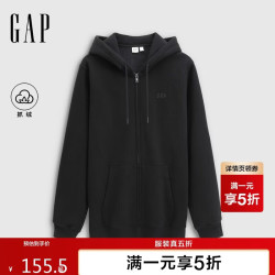 Gap 男女装秋季款重磅抓绒logo合身拉链连帽卫衣外套788129