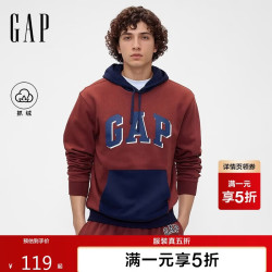 Gap 男女装秋季款LOGO抓绒套头宽松连帽衫卫衣美版795560