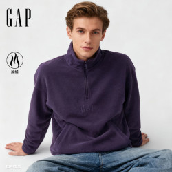 Gap 男女装冬季款logo刺绣摇粒绒宽松立领半拉链卫衣831292