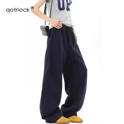 QOTRIOCK 重磅解构弯刀卫裤男女秋季新款潮牌宽松百搭垂感阔腿裤休闲长裤子