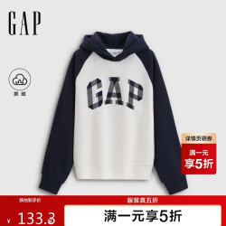 Gap 男女装秋季款logo毛圈撞色插肩袖宽松连帽衫卫衣788134