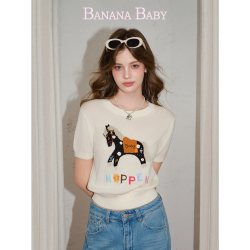 BANANA BABY 2026秋新款莱赛尔小马提花刺绣针织衫