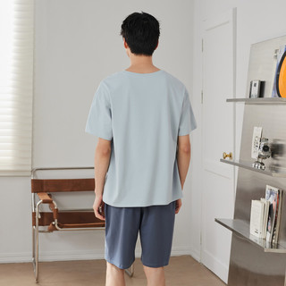芬腾 FX27921168 纯棉短袖短裤套装 灰兰 XL 家居服