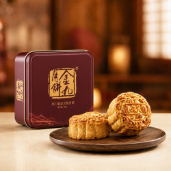 金九月饼 果仁脆皮叉烧月饼 100g 铁盒装
