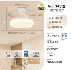 雷士 十全十美风扇灯隐形一体多档调色 1级能效高显指 奶油餐厅卧室静音吊灯 【冰风】