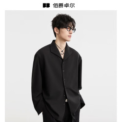 伯爵卓尔 海鸥领条纹长袖纯棉衬衫   X531429