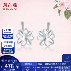 周六福 ZLF）母亲节礼物  PT950铂金耳钉女款白金幻彩森花耳钩款耳饰 1.03g