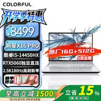 七彩虹 将星X16Pro电竞笔记本电脑 I5 14450HX+5060  16GB+512G 白 标配 180Hz