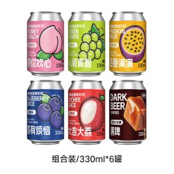 黑狸 啤啤兔果味啤酒礼盒装 水果风味微醺精酿小酒 黑啤酒整箱 啤啤兔 全家福组合330ml*6