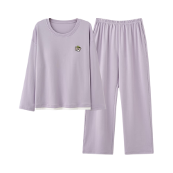 芬腾 100%纯棉长袖家居服套装 紫色 M