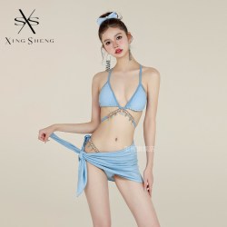 型盛 游泳衣bikini人鱼链条三件套纯欲风比基尼女款夏性感度假欧美沙滩