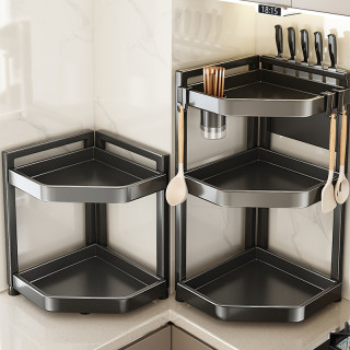 优勤 厨房置物架家用多功能三角调料品架子角落调味料调味罐收纳架