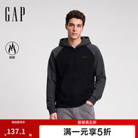 Gap 男女装秋logo刺绣连帽开衫加绒宽松卫衣