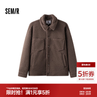 森马 情侣百搭宽松仿羊羔绒外套 深咖啡50954